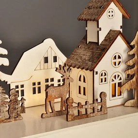 Sat de Crăciun Solight LED, 34 x 17 cm, lemn, 4LED-uri, 2x AA