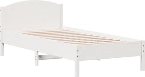 vidaXL Cadru de pat fără saltea, alb, 90x200 cm, lemn masiv pin