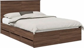 vidaXL Cadru de pat Stejar închis 135 x 190 cm Lemn Ingineresc