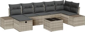 vidaXL Set de canapele pentru grădină 8 pcs Gri deschis poliratan
