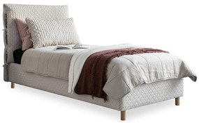 Pat bej tapițat de o persoană și somieră 90x200 cm Sleepy Luna – Miuform