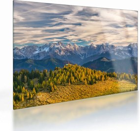 Tablou pe sticlă - panorama montană (70x50 cm)
