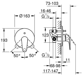Grohe Swift baterie cada-dus ascuns crom 24336001