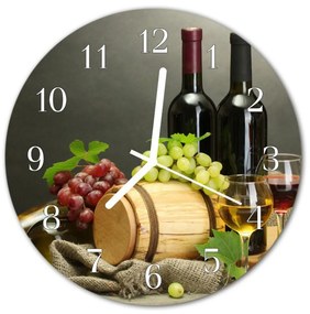 Ceas de perete din sticla rotund Vin Struguri Alimente și băuturi Multi-colorat