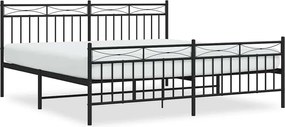 vidaXL Cadru pat metalic cu tăblii de cap/picioare, negru, 183x213 cm