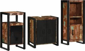 vidaXL Set de mobilier pentru baie cu raft 3 pcs Lemn recuperat masiv