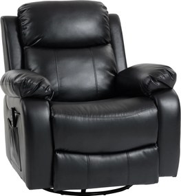 HOMCOM Fotoliu de masaj cu 8 capete vibrante, fotoliu relax, spătar reglabil + suport pentru picioare, Negru | Aosom Romania