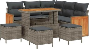 vidaXL Set de canapele pentru grădină cu pernă 9 pcs Gri