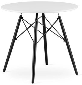 Masa Rotunda Fixa Linda Alba 80 Cm -Picioare Negre