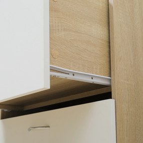 HOMCOM Bufet de bucătărie dulap de bucătărie cu multi-stocare 2 sertare 1 dulap + blat mare 60 x 38 x 168 cm MDF alb | Aosom Romania
