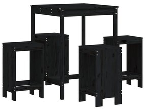 3157743 vidaXL Set mobilier bar de grădină, 5 piese, negru, lemn masiv de pin