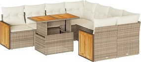 vidaXL Set canapele grădină cu perne 9 piese bej poliratan/lemn acacia