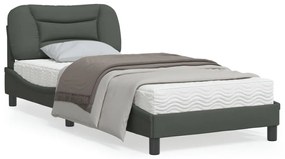3207745 vidaXL Cadru de pat cu tăblie, gri închis, 90x200 cm, textil