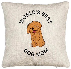 Perna Decorativa Canapea, Model World&apos;s Best Dog Mom, 40x40 cm, Cu fermoar