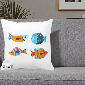 Perna Decorativa Pesti Acuarela, 40x40 cm, Alba Mata, Husa Detasabila, Perna Inclusa, BEKZ®