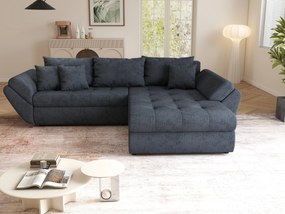 Colțar extensibil dumonde cu ladă de depozitare si sezut confortabil din spuma high-density, Loana Enjoy Antracit II 270x185 cm