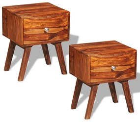 272467 vidaXL Noptieră cu 1 sertar, 2 buc, 55 cm, lemn masiv de sheesham