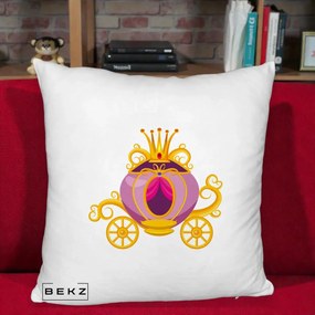 Perna Decorativa Trasura Regala Aurie, 40x40 cm, Alb Pufos, Husa Detasabila, Perna Inclusa, BEKZ®