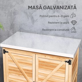 Outsunny Dulap de Exterior cu Raft și Bancă de Lucru Superioară, 79x43x92 cm, Lemn Natural | Aosom Romania