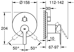 Grohe Lineare Baterie cada dus monocomanda incastrata, 3 iesiri, crom