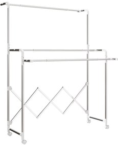 HOMCOM Uscător de Rufe Pliabil cu 3 Bare Reglabile, Uscător Vertical cu Roți Pivotante și Cadru din Oțel Inox, Uscător pentru Acasă și Spălătorie, Argintiu | Aosom Romania