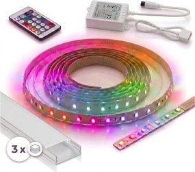 Set 1x bandă LED RGBW DIGITAL LED/9,6W/230V 3 m + 3x profil încastrat 1 m + telecomandă