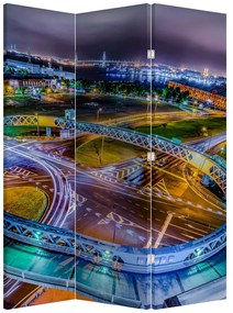Paravan - Panorama orașului nocturn (126x170 cm)
