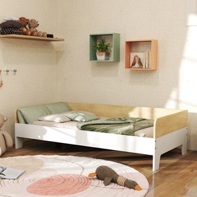 AIYAPLAY Pat pentru Copii 3-8 Ani, 143,5x74 cm, cu Panouri Laterale Înalte, Profil Jos, Alb | Aosom Romania