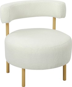 HOMCOM Fotoliu lounge fotoliu relax cu Sherpa-Fleece, picioare metalice cu aspect de lemn, fotoliu tapițat 67 x 67 x 71 cm Alb crem | Aosom Romania