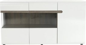 Comodă, albă strălucitoare HG/stejar sonoma închis, LYNATET TYP 42