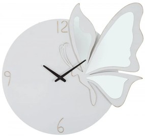 Ceas decorativ alb din metal / sticla, 66 x 64 x 4,5 cm, Farfalla Mauro Ferreti
