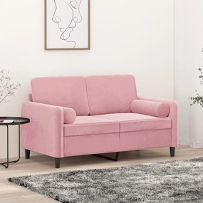 3200874 vidaXL Canapea cu 2 locuri cu pernuțe, roz, 120 cm, catifea