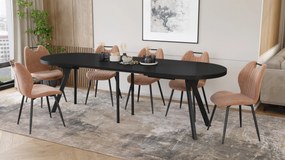 Mazzoni Masă ovală extensibilă EXPANSO Negru Mat