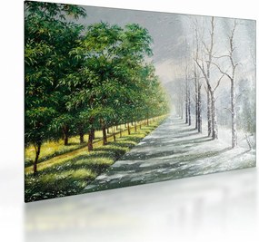 Tablou pe sticlă - Iarna versus vara (70x50 cm)