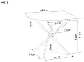 Masa rotunda Agis transparent/negru mat ø90/h72 cm