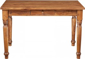 Masa fixa, L120 80 H80 cm, cu sertar, lemn masiv nuc antic