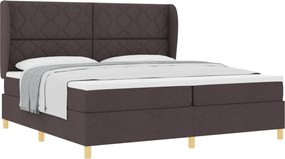 vidaXL Pat cu arcuri cu saltea Maro închis 200 x 200 cm țesătură