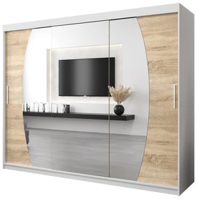Dulap de haine 250 cm Eclipse (Alb mat + Stejar sonoma). 1063444