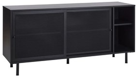 Comodă neagră din metal cu ușă glisantă 160x75x46 cm Veep – Unique Furniture