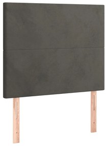 Pat box spring cu saltea, gri inchis, 90x200 cm, catifea Morke gra, 90 x 200 cm, Design simplu