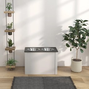 PawHut Bol inalt pentru caini cu 2 boluri din otel inoxidabil detasabile, dim. 60L x 30l x 42H cm | Aosom Romania