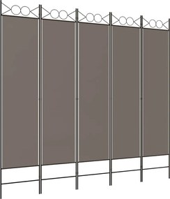 vidaXL Paravan de cameră cu 5 panouri, antracit, 200x220 cm, textil