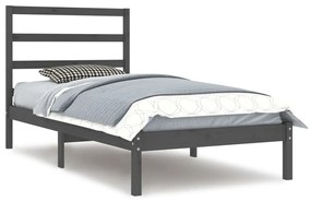 3104920 vidaXL Cadru de pat, gri, 90x200 cm, lemn masiv de pin