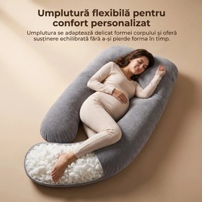 Perna pentru corp multifunctionala pentru sarcina, spuma maruntita, Gri