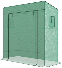 Outsunny Seră de grădină murală adăpostită cu 1 ușă înrolabilă, folie PE renforțată, 2 ferestre, dim. 196L x 77l x 197/178H cm | Aosom Romania