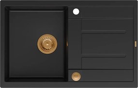 Chiuveta compozit incastrata Quadron Unique Morgan 111 negru carbon - cupru 78x50 cm