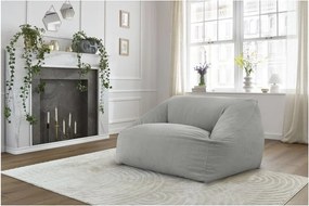 Fotoliu bean bag gri deschis cu tapițerie din catifea reiată Lilibet – Bobochic Paris