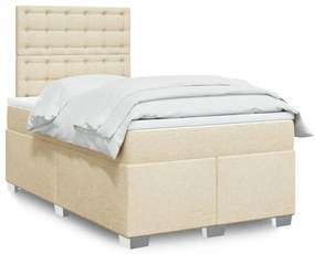 vidaXL Pat continental cu saltea, crem, 120x190 cm, textil