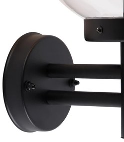 Aplică de perete exterioară neagră cu sticlă transparentă inclusiv senzor de mișcare - Sfera