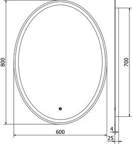 Mexen Elz oglindă de baie iluminată 60 x 80 cm, LED 6000K, antiaburire - 9802-060-080-611-00
